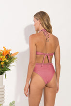 Load image into Gallery viewer, Model Back: Rio De Sol Set Set Shimmer-Confetti Twist Belted-High-Waist