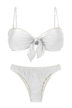 Load image into Gallery viewer, Product Front: Rio De Sol Set Set Shimmer-White Bandeau-Knot Essential