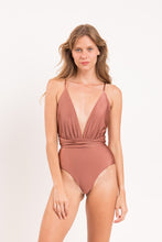 Load image into Gallery viewer, Model Front: Rio De Sol One-Piece Shimmer-Copper New Vegas