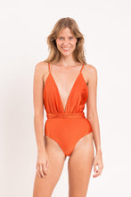 Load image into Gallery viewer, Model Front: Rio De Sol One-Piece Shimmer-Paprica New Vegas