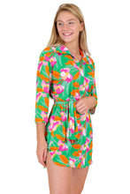 Load image into Gallery viewer, Image 04: Rio De Sol Shirtdress Green Bloom Chemise
