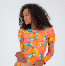Load image into Gallery viewer, Gallery: Rio De Sol Top Top Orange-Bloom Rash-Guard
